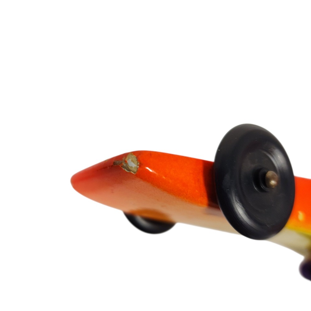 Vintage Wooden Toy Derby Race Car‎ Yellow Orange Ombre Handcrafted - Picture 5 of 6